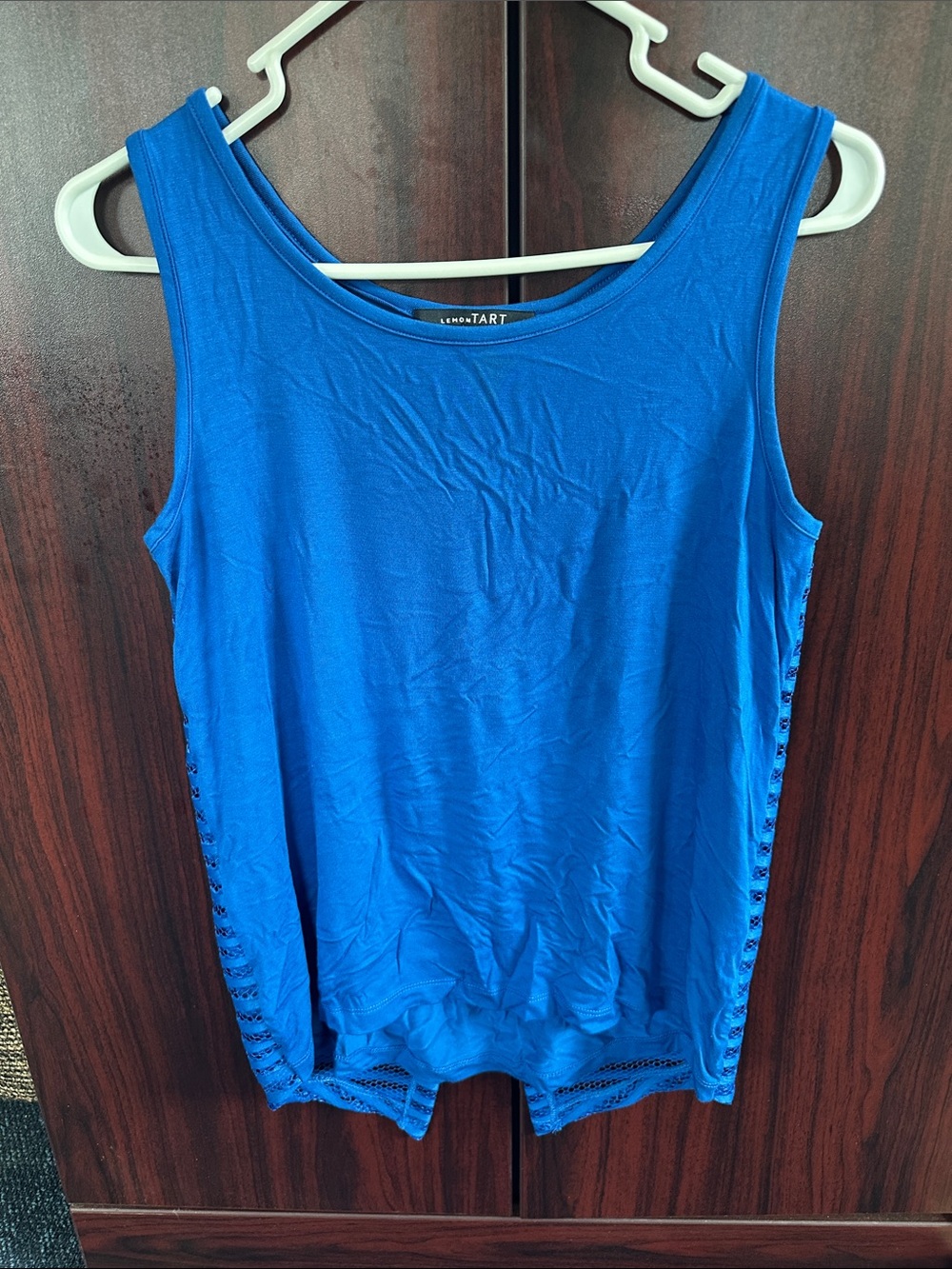 Royal Blue Crochet-Side Tank Top